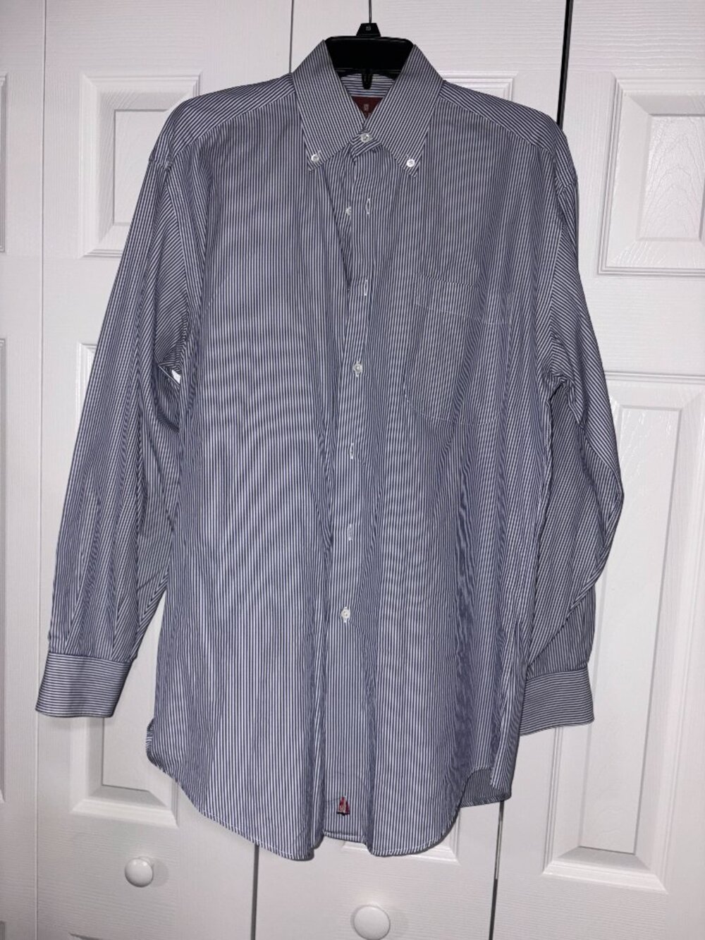 VIntage John W. Nordstrom Men's Blue & White Striped Button Down Dress Shirt